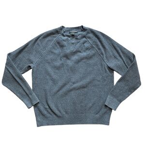 VTG Banana Republic Large Gray 100% Cotton Sweater Ribbed Crewneck Pullover